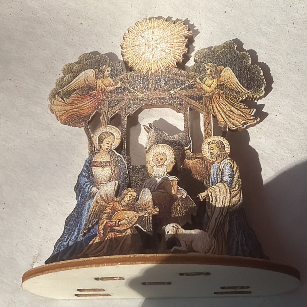 Nativity Scene Miniature Wooden Vtg Handcrafted Christmas Decor 4 Inches
